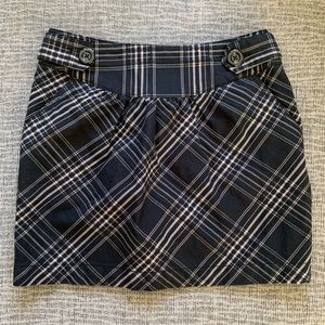 Black and Tan Plaid Mini Skirt with Pockets and Button Detail by Bebop Size 1